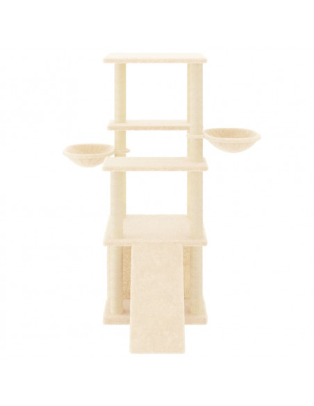 Albero per Gatti con Tiragraffi in Sisal Crema 133 cm