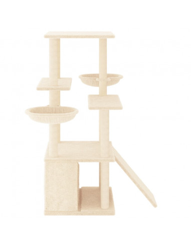 Albero per Gatti con Tiragraffi in Sisal Crema 133 cm