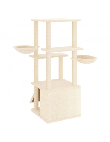 Albero per Gatti con Tiragraffi in Sisal Crema 133 cm