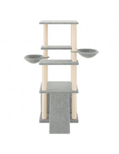 Albero per Gatti con Tiragraffi in Sisal Grigio Chiaro 133 cm