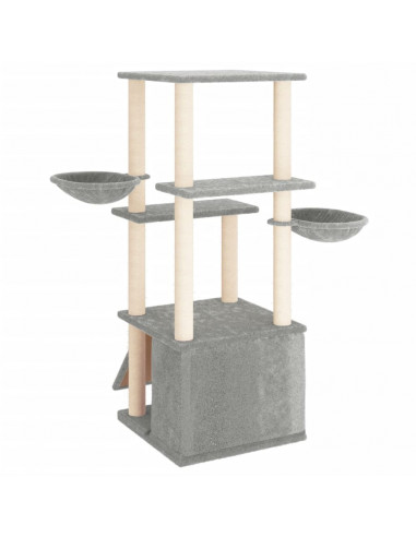 Albero per Gatti con Tiragraffi in Sisal Grigio Chiaro 133 cm
