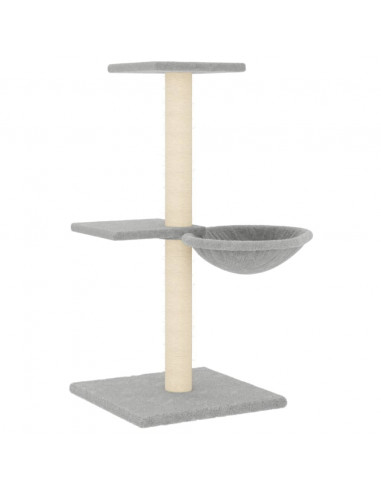 Albero per Gatti con Tiragraffi in Sisal Grigio Chiaro 72 cm