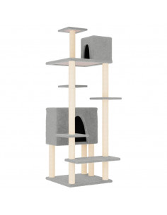 Albero per Gatti con Tiragraffi in Sisal Grigio Chiaro 154 cm 2