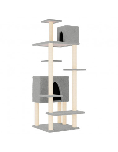 Albero per Gatti con Tiragraffi in Sisal Grigio Chiaro 154 cm