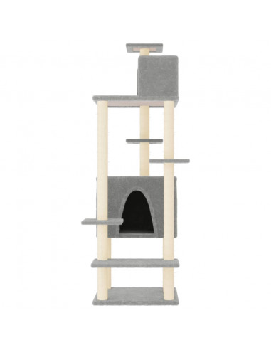Albero per Gatti con Tiragraffi in Sisal Grigio Chiaro 154 cm