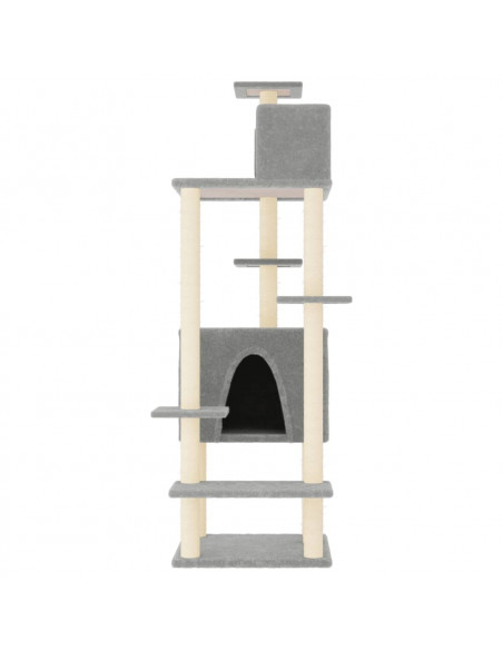 Albero per Gatti con Tiragraffi in Sisal Grigio Chiaro 154 cm