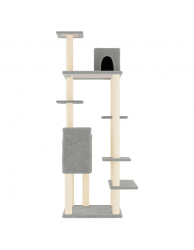 Albero per Gatti con Tiragraffi in Sisal Grigio Chiaro 154 cm