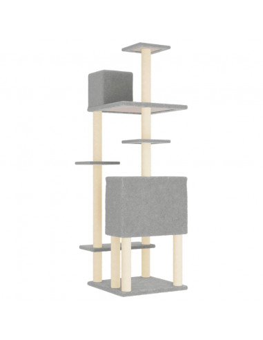 Albero per Gatti con Tiragraffi in Sisal Grigio Chiaro 154 cm