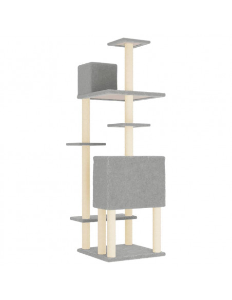 Albero per Gatti con Tiragraffi in Sisal Grigio Chiaro 154 cm