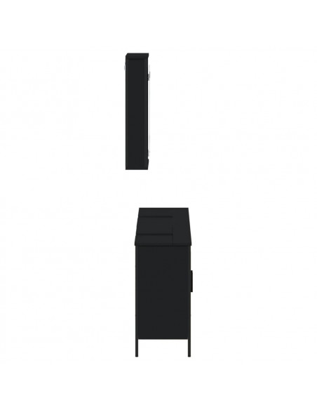 Set Mobili da Bagno 3 pz Nero in Legno Multistrato