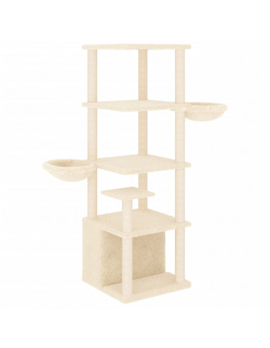 Albero per Gatti con Tiragraffi in Sisal Crema 147 cm