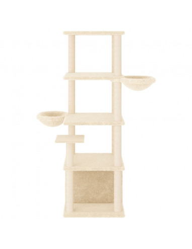 Albero per Gatti con Tiragraffi in Sisal Crema 147 cm