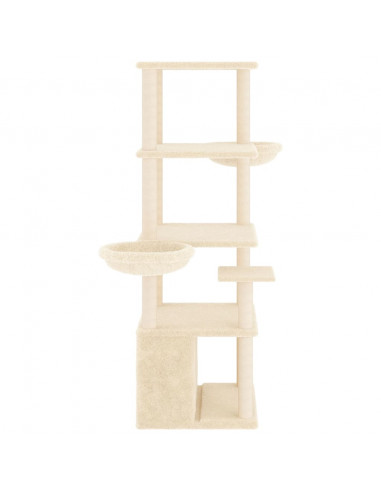Albero per Gatti con Tiragraffi in Sisal Crema 147 cm