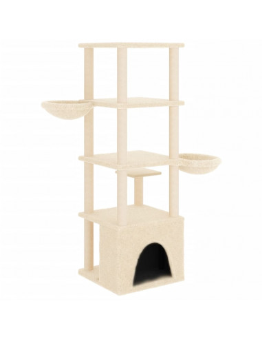 Albero per Gatti con Tiragraffi in Sisal Crema 147 cm