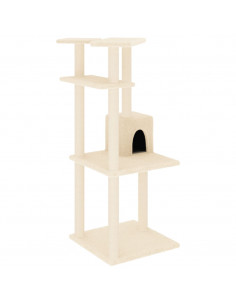Albero per Gatti con Tiragraffi in Sisal Crema 123 cm 2