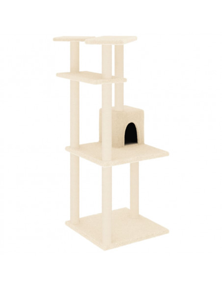 Albero per Gatti con Tiragraffi in Sisal Crema 123 cm