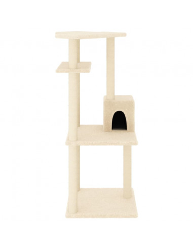 Albero per Gatti con Tiragraffi in Sisal Crema 123 cm
