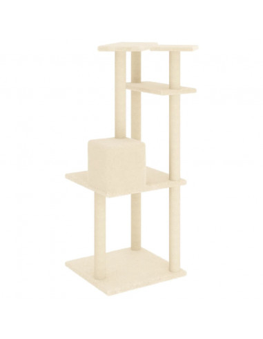 Albero per Gatti con Tiragraffi in Sisal Crema 123 cm