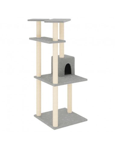 Albero per Gatti con Tiragraffi in Sisal Grigio Chiaro 123 cm