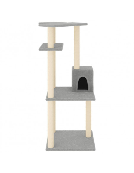 Albero per Gatti con Tiragraffi in Sisal Grigio Chiaro 123 cm
