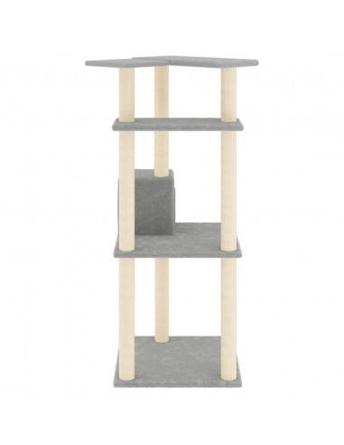 Albero per Gatti con Tiragraffi in Sisal Grigio Chiaro 123 cm