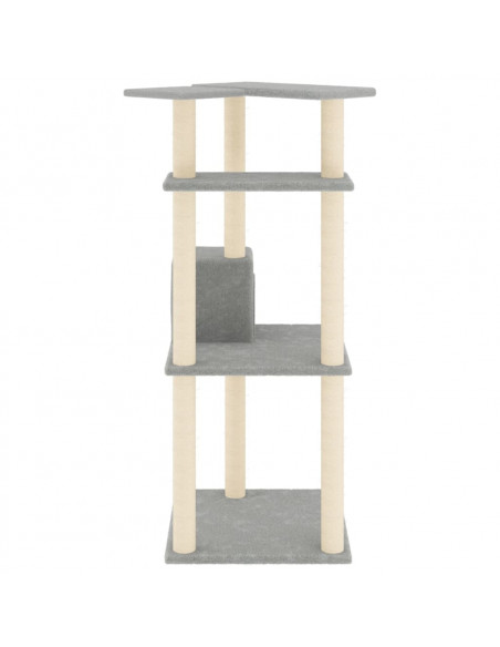Albero per Gatti con Tiragraffi in Sisal Grigio Chiaro 123 cm