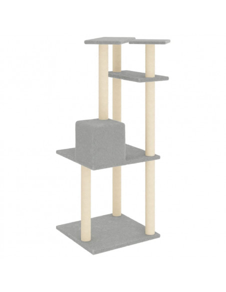Albero per Gatti con Tiragraffi in Sisal Grigio Chiaro 123 cm