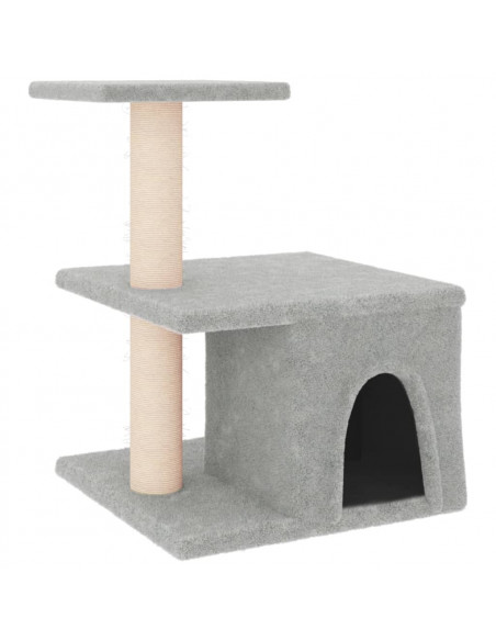 Albero per Gatti con Tiragraffi in Sisal Grigio Chiaro 48 cm