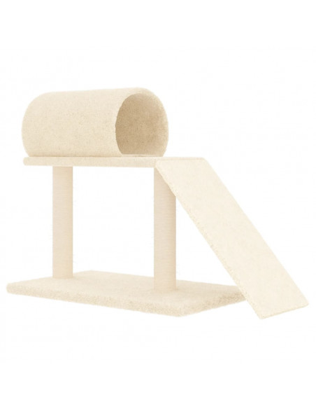 Pali Tiragraffi per Gatti con Tunnel e Scaletta Crema 55,5 cm