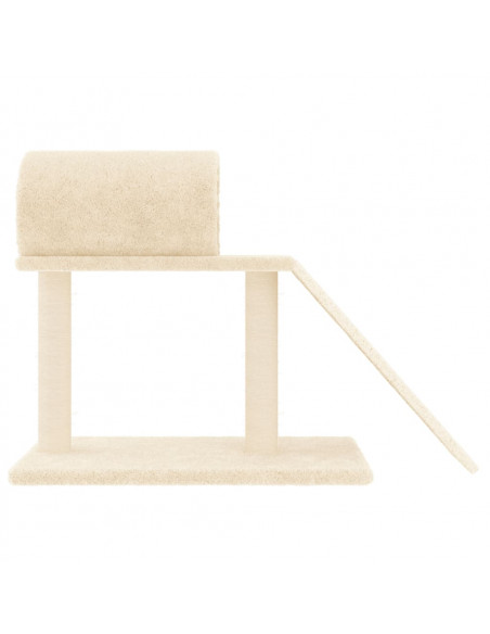 Pali Tiragraffi per Gatti con Tunnel e Scaletta Crema 55,5 cm