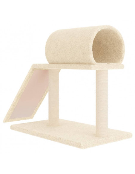 Pali Tiragraffi per Gatti con Tunnel e Scaletta Crema 55,5 cm