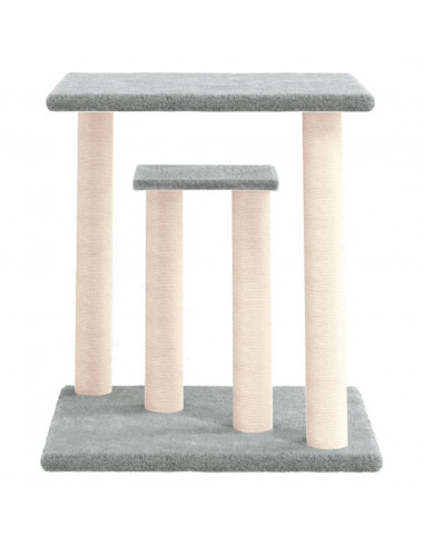 Pali Tiragraffi per Gatti con Piattaforme Grigio Chiaro 50 cm