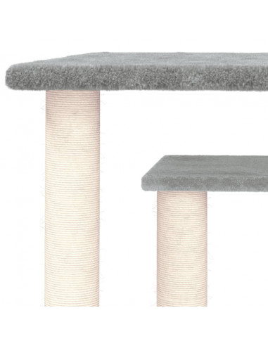 Pali Tiragraffi per Gatti con Piattaforme Grigio Chiaro 50 cm