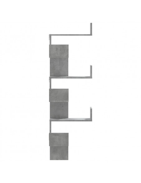 Scaffale Angolare a Muro Grigio Cemento 45x45x147cm Multistrato