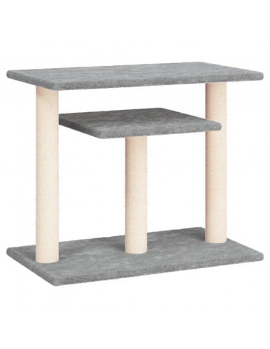 Pali Tiragraffi per Gatti con Piattaforme Grigio Chiaro 62,5 cm