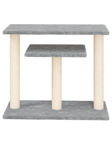 Pali Tiragraffi per Gatti con Piattaforme Grigio Chiaro 62,5 cm