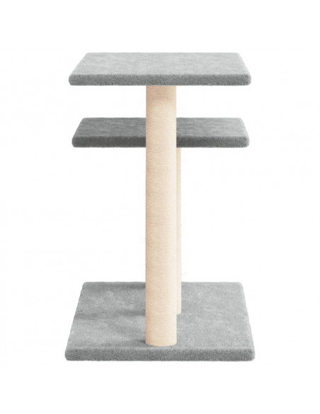 Pali Tiragraffi per Gatti con Piattaforme Grigio Chiaro 62,5 cm