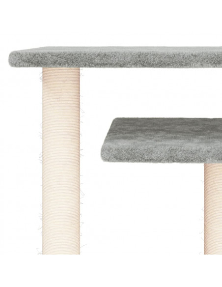 Pali Tiragraffi per Gatti con Piattaforme Grigio Chiaro 62,5 cm