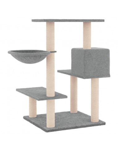 Albero per Gatti con Tiragraffi in Sisal Grigio Chiaro 82,5 cm