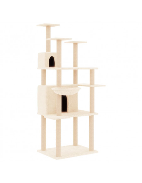 Albero per Gatti con Tiragraffi in Sisal Crema 166 cm