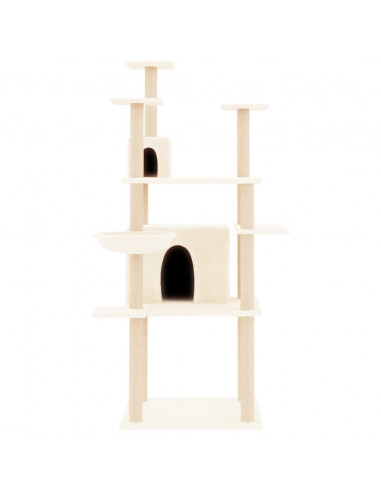 Albero per Gatti con Tiragraffi in Sisal Crema 166 cm