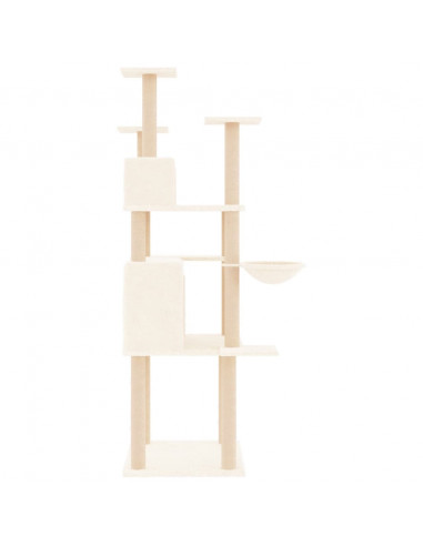 Albero per Gatti con Tiragraffi in Sisal Crema 166 cm