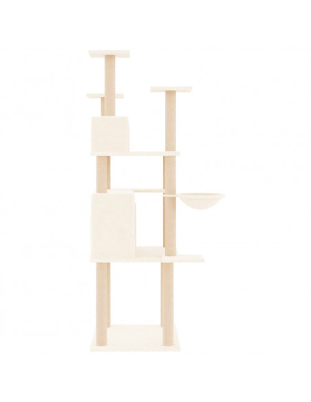 Albero per Gatti con Tiragraffi in Sisal Crema 166 cm