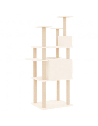 Albero per Gatti con Tiragraffi in Sisal Crema 166 cm
