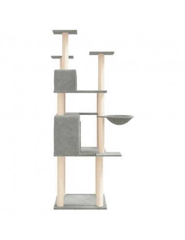 Albero per Gatti con Tiragraffi in Sisal Grigio Chiaro 166 cm