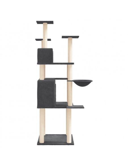 Albero per Gatti con Tiragraffi in Sisal Grigio Scuro 166 cm