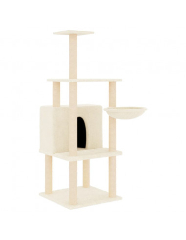 Albero per Gatti con Tiragraffi in Sisal Crema 132 cm