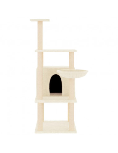 Albero per Gatti con Tiragraffi in Sisal Crema 132 cm