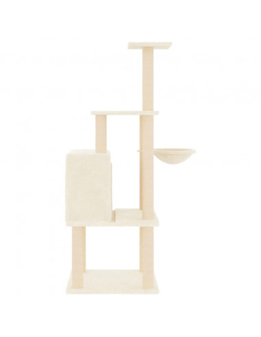 Albero per Gatti con Tiragraffi in Sisal Crema 132 cm
