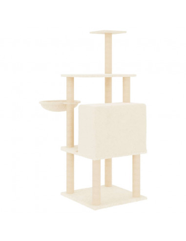 Albero per Gatti con Tiragraffi in Sisal Crema 132 cm